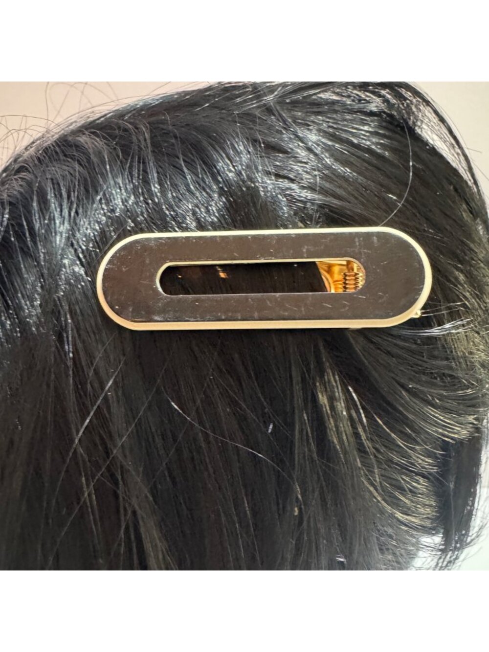 Black Gold Oval Acrylic Hair Clip Elegant Minimal Style